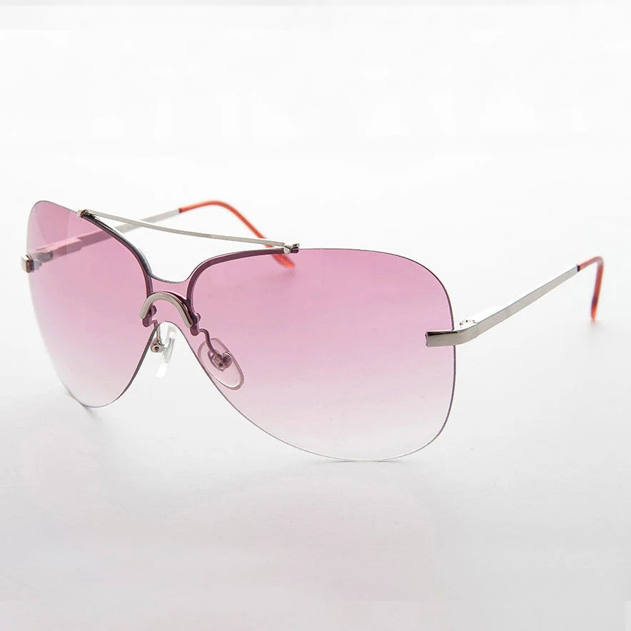 Heart Rhinestone Rimless Vintage Sunglasses - Splashy