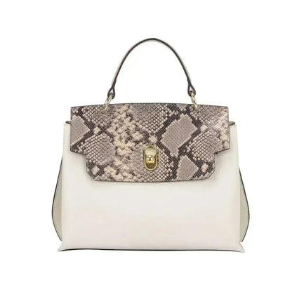 Maria Carla Luxury Leather Handbag - Smooth Cowhide & Python | Femstylo