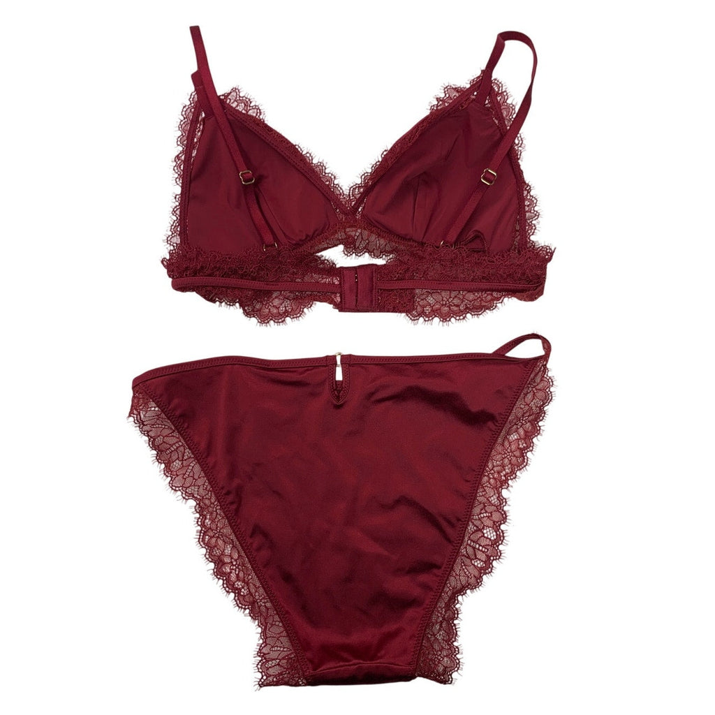 New Aerie Womens Small Wire Free Padded Back Clasp Bra Lace Bikini Underwear Set