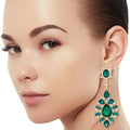 Teardrop Earrings Green Stylish Statement Jewelry