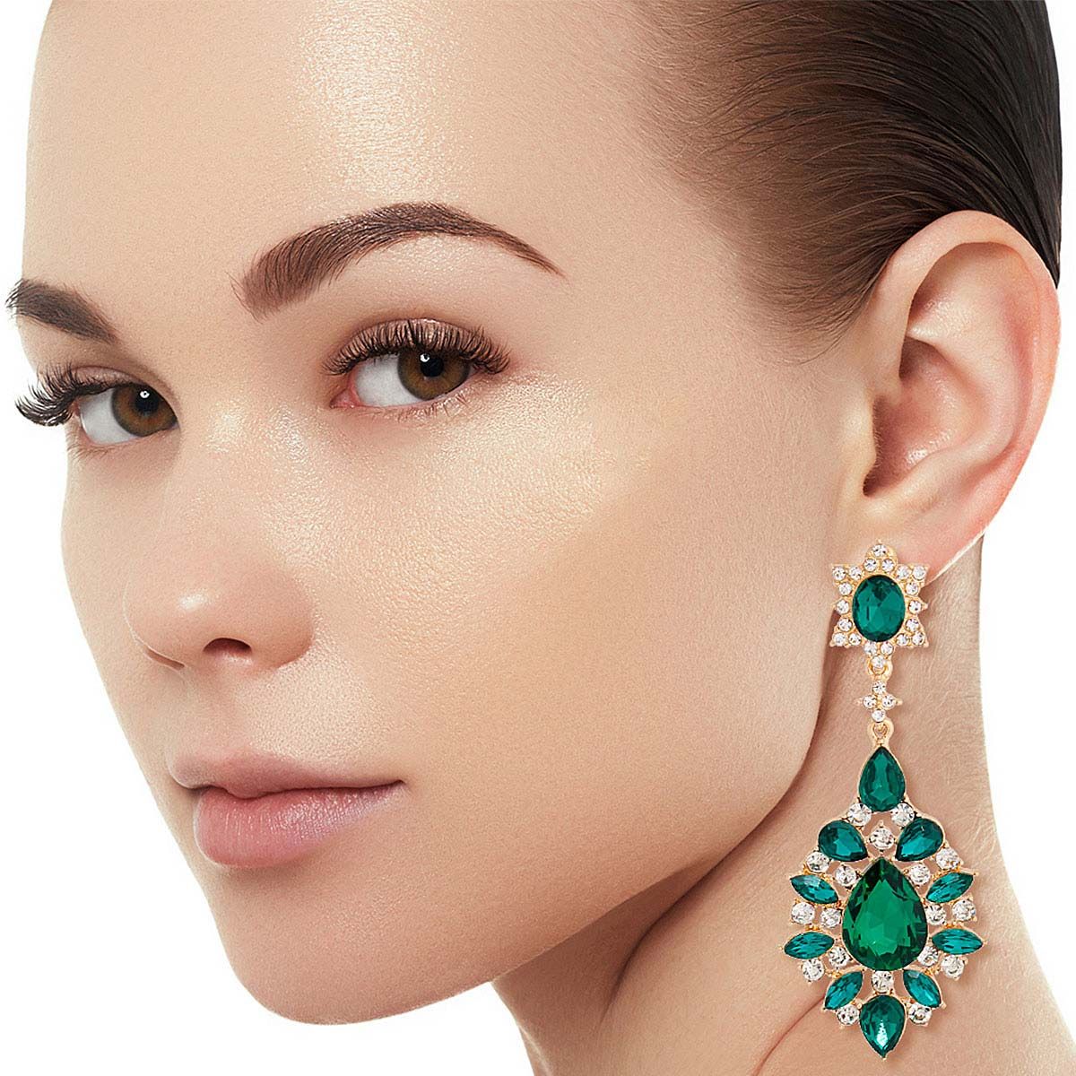 Teardrop Earrings Green Stylish Statement Jewelry