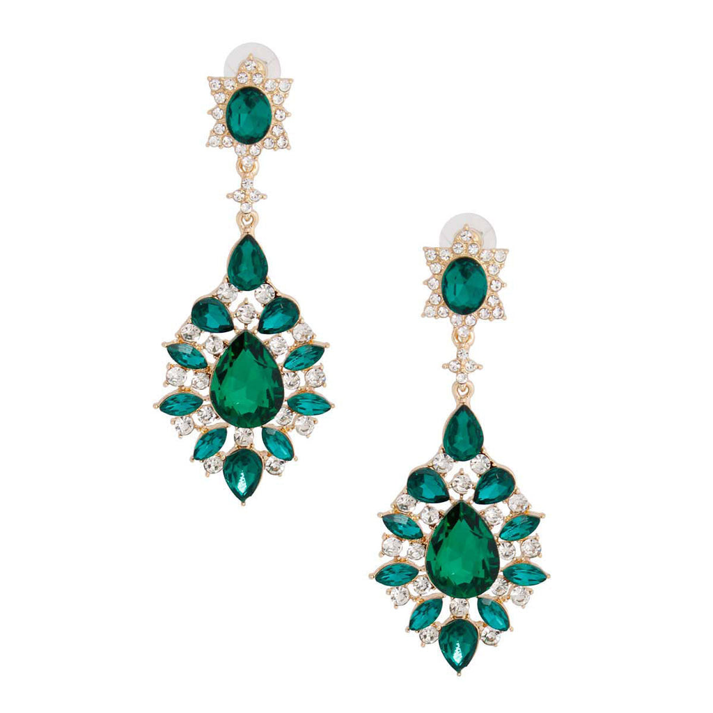 Teardrop Earrings Green Stylish Statement Jewelry